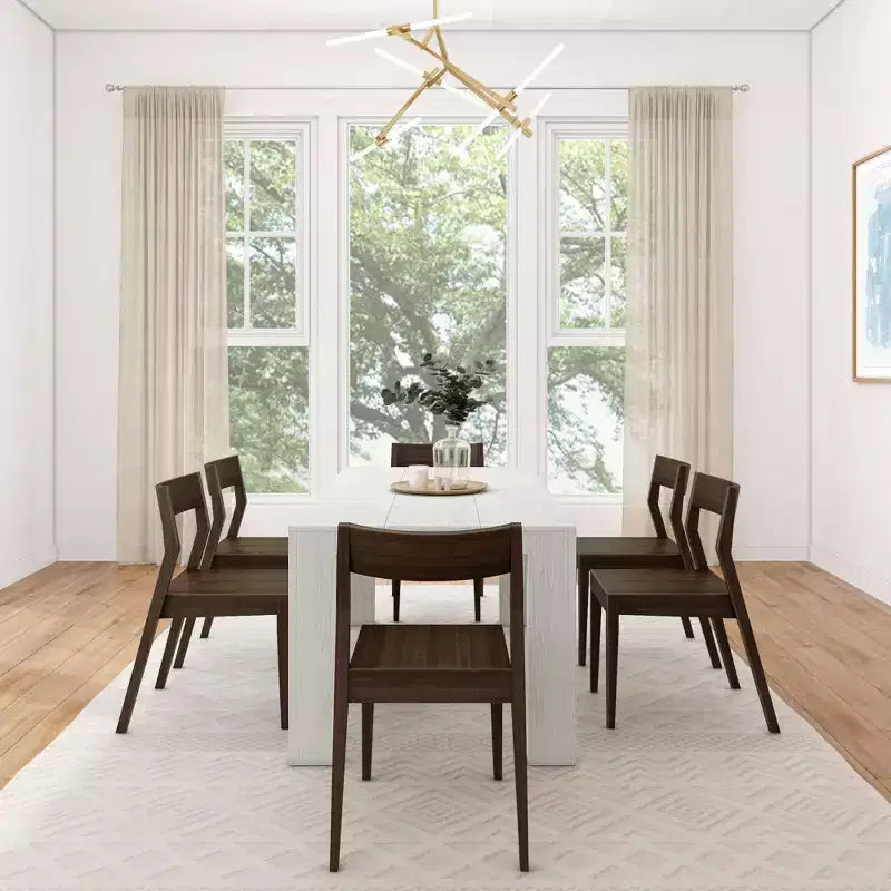 Plank+Beam 72 modernes Esstischset aus Massivholz, + 6 Stühle, Walnuss