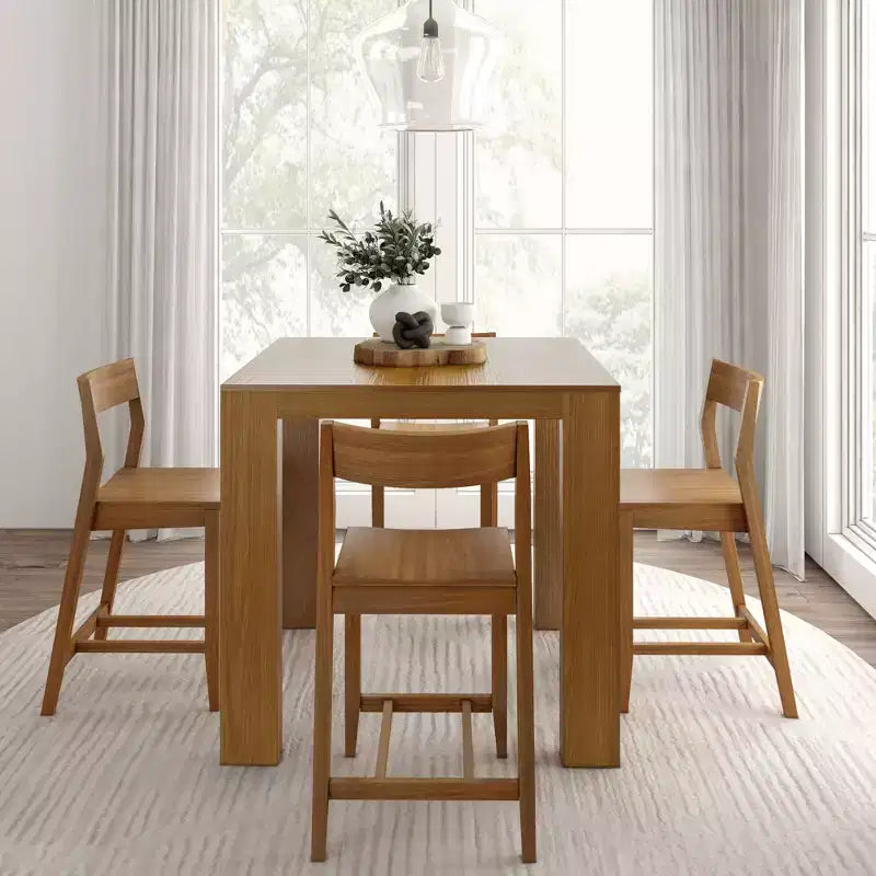 Tavolo alto moderno da bancone Plank and Beam + 2 sedie moderne da bancone (confezione da 2)