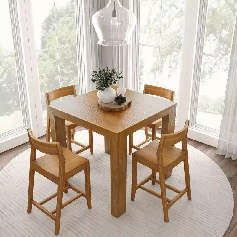 Tavolo alto moderno da bancone Plank and Beam + 2 sedie moderne da bancone (confezione da 2)