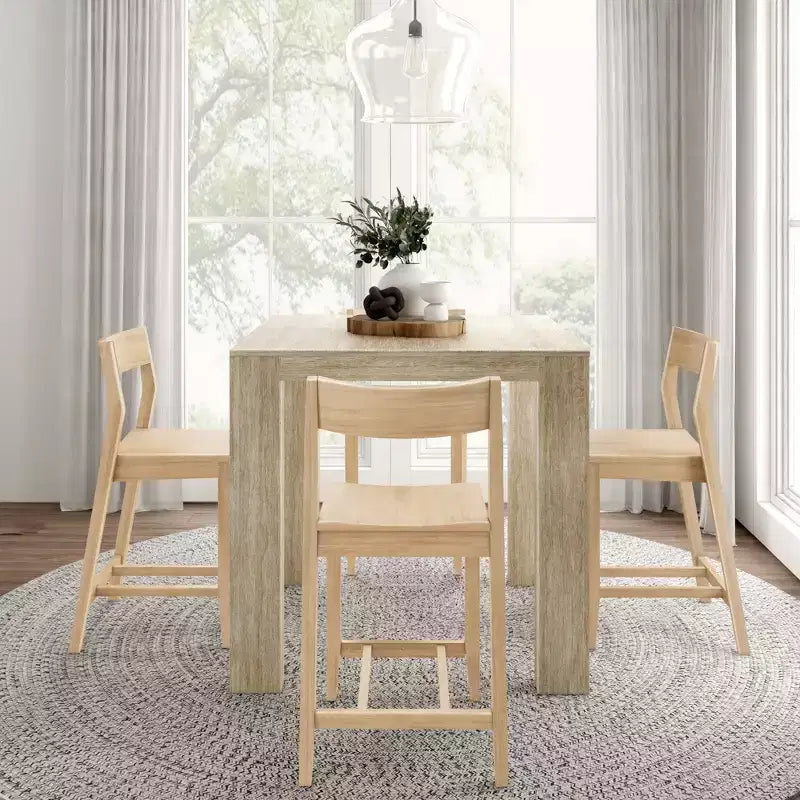 Tavolo alto moderno da bancone Plank and Beam + 2 sedie moderne da bancone (confezione da 2)