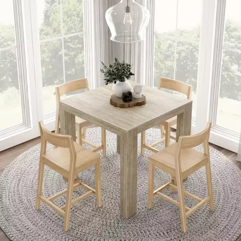 Tavolo alto moderno da bancone Plank and Beam + 2 sedie moderne da bancone (confezione da 2)