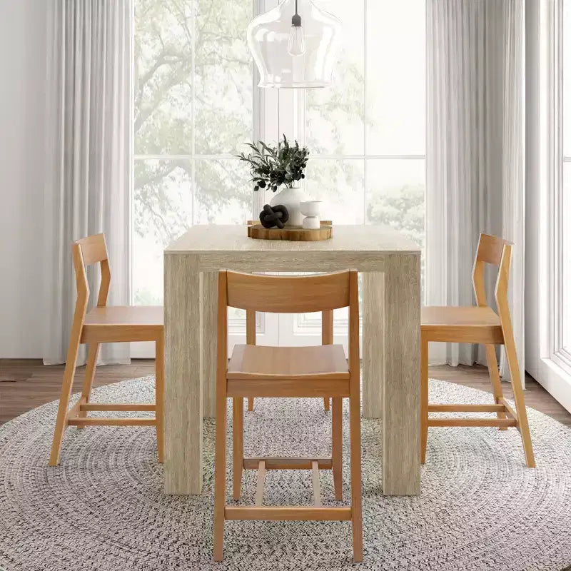 Tavolo alto moderno da bancone Plank and Beam + 2 sedie moderne da bancone (confezione da 2)