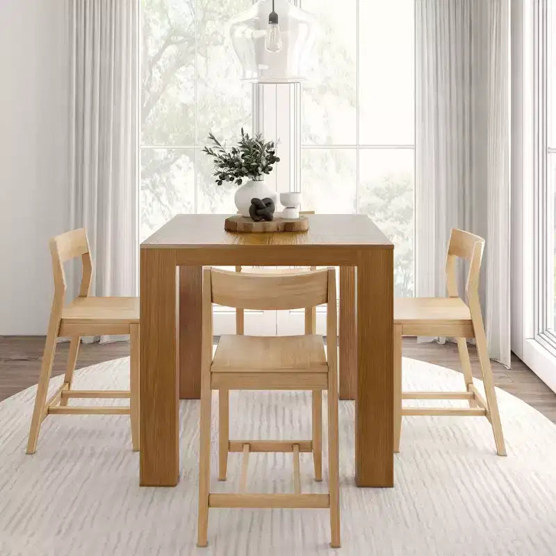 Tavolo alto moderno da bancone Plank and Beam + 2 sedie moderne da bancone (confezione da 2)