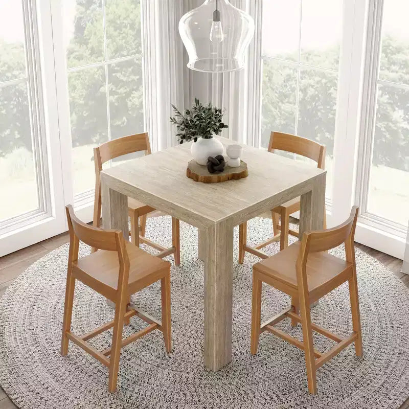 Tavolo alto moderno da bancone Plank and Beam + 2 sedie moderne da bancone (confezione da 2)