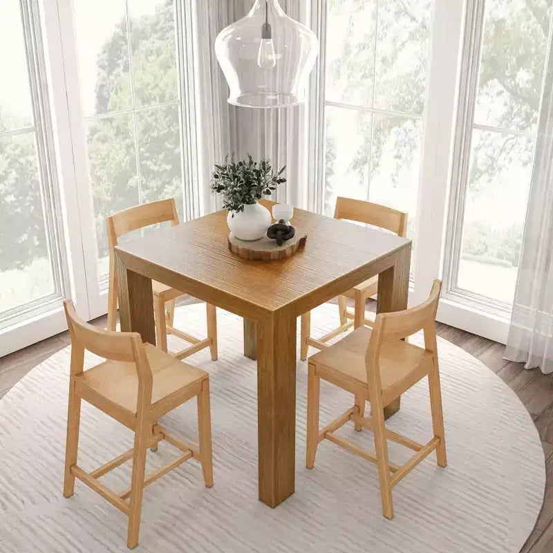 Tavolo alto moderno da bancone Plank and Beam + 2 sedie moderne da bancone (confezione da 2)