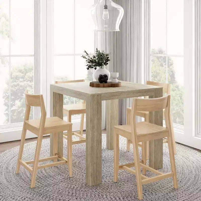 Plank and Beam Modern Counter High Table + 2 (2 pack) Modern Counter Chairs