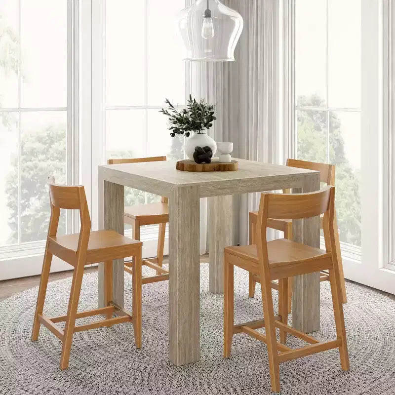 Plank and Beam Modern Counter High Table + 2 (2 pack) Modern Counter Chairs