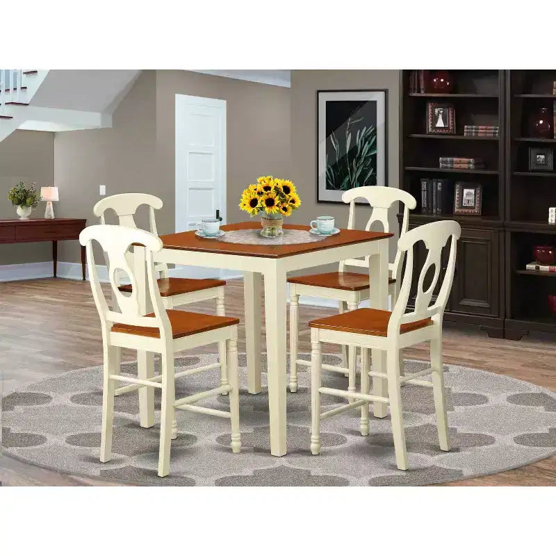 Set da cucina con tavolo da bancone - Set da pranzo in 5 pezzi con sedie - 36x36 pollici - Design moderno