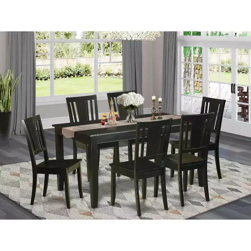Victorian Dining Room Set - 7 Piece Rectangular Table & Chairs - Elegant Wood Furniture for Home