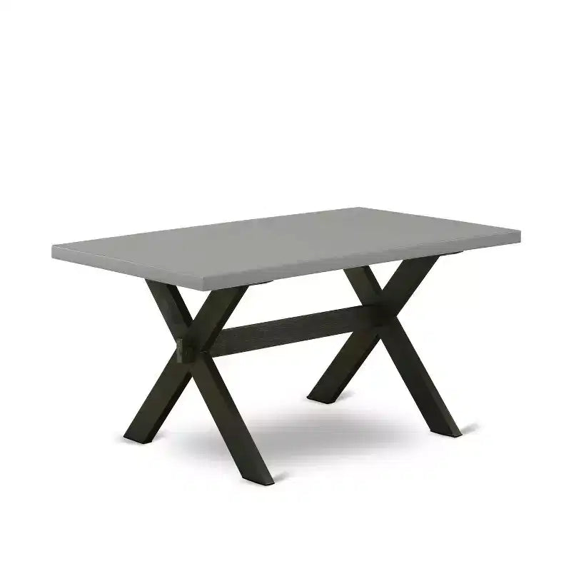 HomeStock 5-Pc Rectangle Natural Oak Finish Solid Wood Top Dining Table with 4 Upholstered Chairs