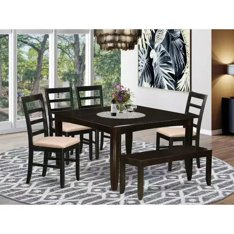 Set da pranzo con tavolo da cucina, sedie e panca - set da sala da pranzo in legno massello