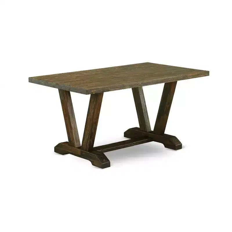 HomeStock 5-teiliges Esszimmerset mit verwittertem Jacobean-Finish, Tischplatte aus Massivholz und 4 gepolsterten Stühlen