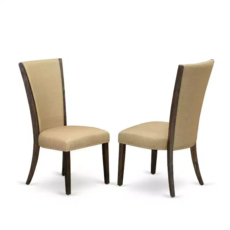 HomeStock 5-teiliges Esszimmerset mit verwittertem Jacobean-Finish, Tischplatte aus Massivholz und 4 gepolsterten Stühlen