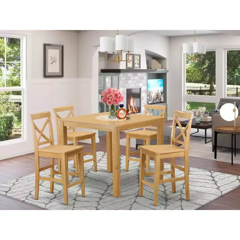 Esszimmer-Set in Thekenhöhe - Bistrotisch und Barhocker - Moderne Esszimmermöbel aus Holz