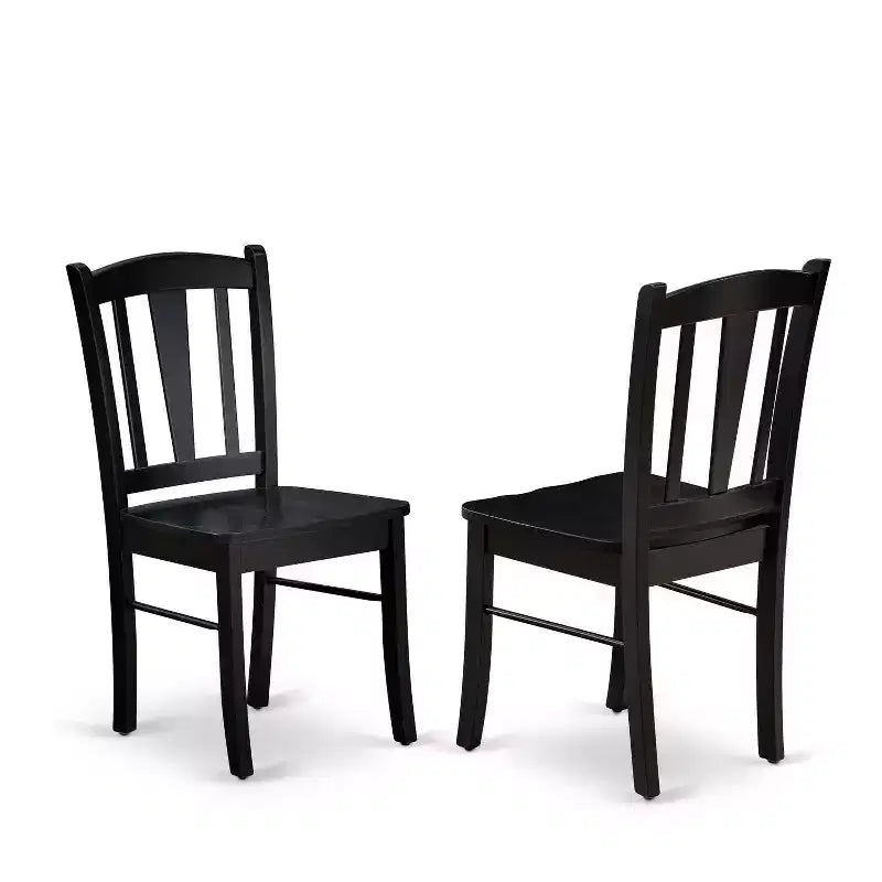 HomeStock 5-teiliges Esszimmertisch-Set in Schwarz mit Tischplatte aus Massivholz und 4 Stühlen