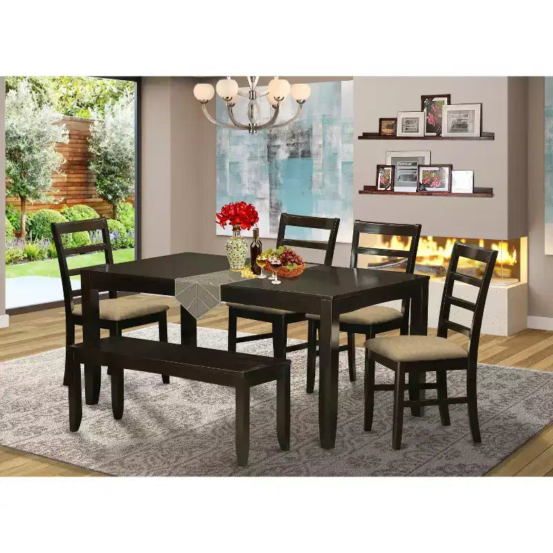Esszimmer-Set - Tisch mit Stühlen - eklektischer Stil - Cappuccino-Finish - Küchen-Dinette-Set