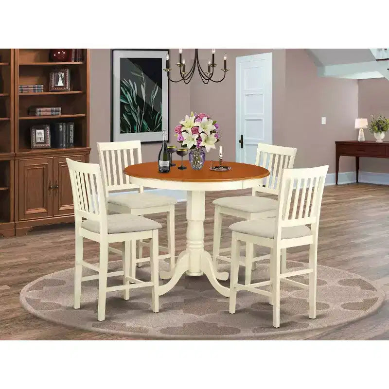 Glam Counter Height Dining Set - 5 Piece Modern Kitchen Table & Chairs