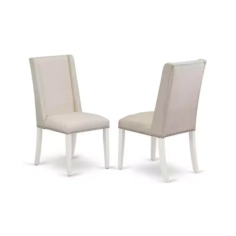 Mittelalterliches Küchen-Tischset - 5-teiliges Esszimmer-Set - Tisch aus Hartholz und 4 Parsons-Stühle - Leinenweiß-Finish