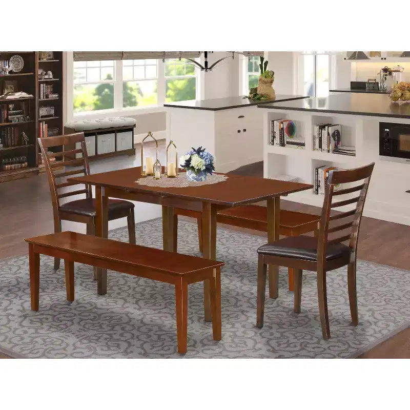 Dinette Set Table with Chairs - Art Nouveau Design - Extension Leaf Kitchen Table