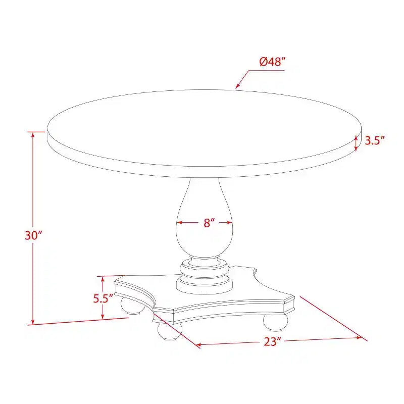 HomeStock 5-Piece Round Distressed Jacobean Finish Solid Wood Top Dining Table with 4 Parson Chair