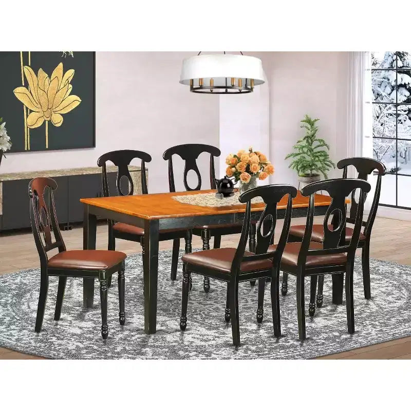 Set da pranzo per sala da pranzo per 8 persone - Tavolo e sedie in legno massello - Finitura ciliegio - Mobili