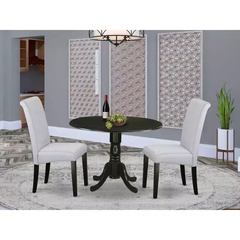 Keukentafelset 3-delig, ronde eettafel en stoelen in Scandinavisch modern design, 42 inch