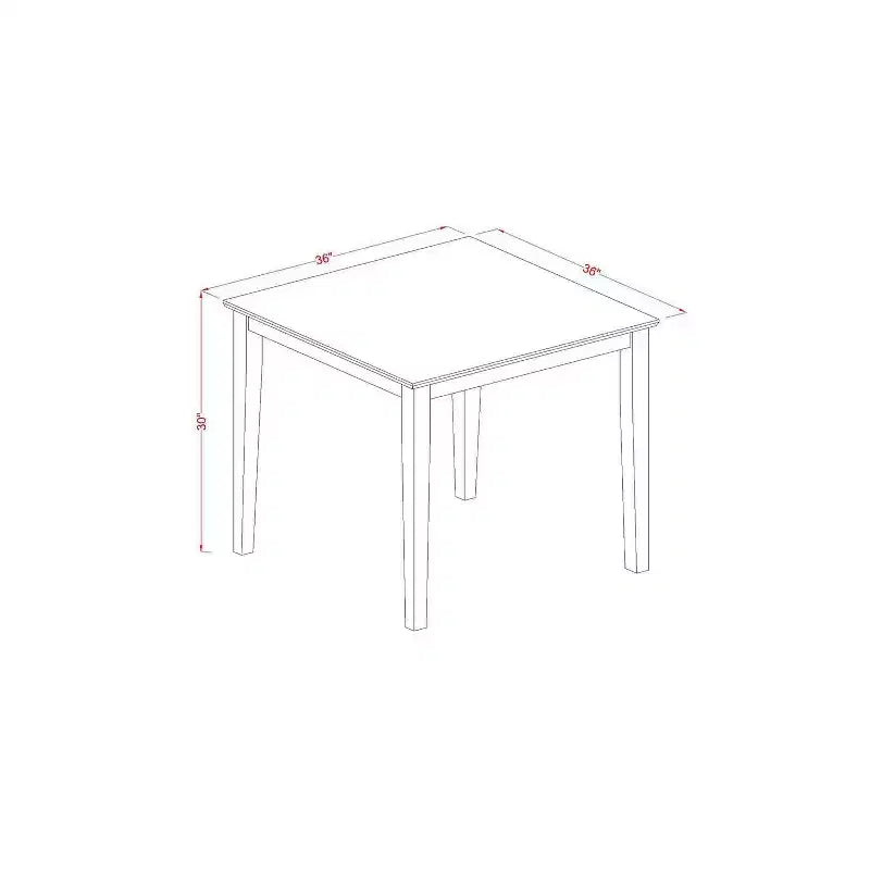 Moderne eetkamerset, 5-delig - tafel en stoelen in mid-centurystijl - houten eetkamermeubels van 36x36 Inch