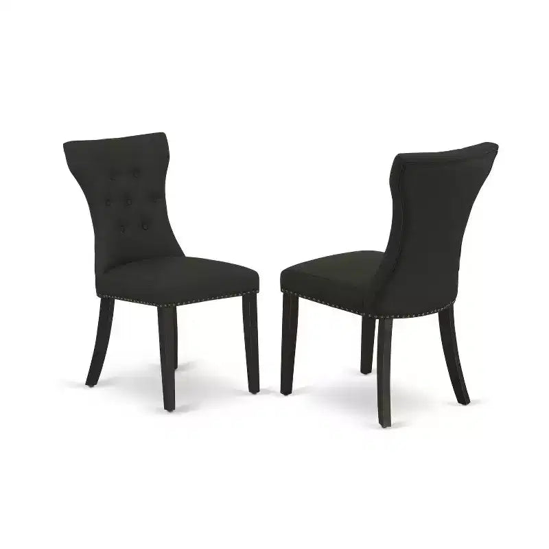 HomeStock 5-teiliges rundes Esszimmer-Set mit schwarzem Finish, Tischplatte aus Massivholz und 4 Parson-Stühlen