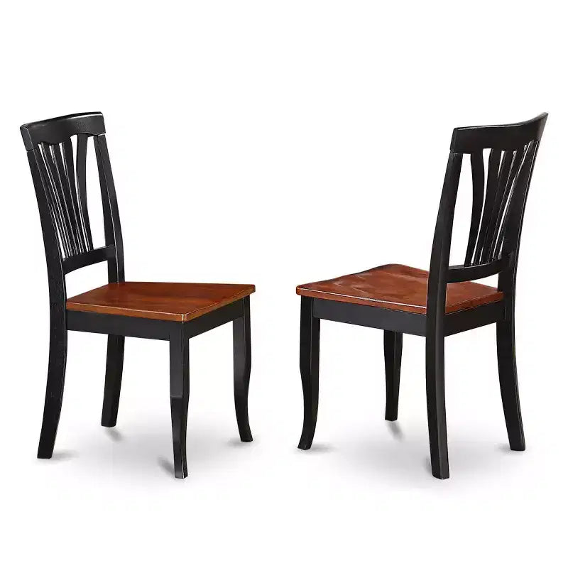 Tavolo da pranzo HomeStock in 7 pezzi, quadrato, con piano in legno massello e finitura nera e ciliegio, con 6 sedie