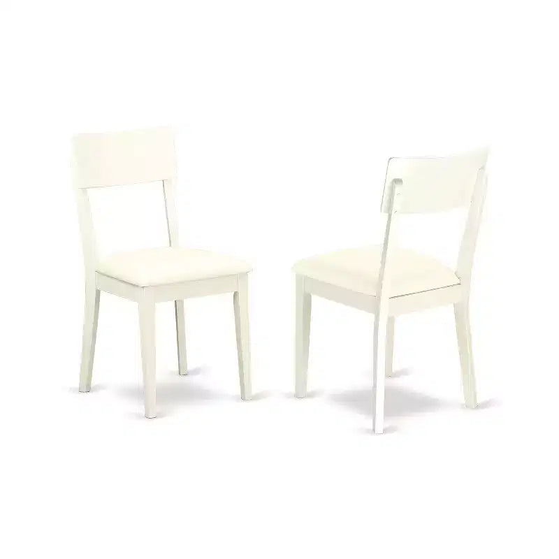 Esszimmer-Set im Mid-Century-Stil - 3-teiliges Tisch- und Stuhlset - Finish in Leinenweiß - runder Esszimmertisch