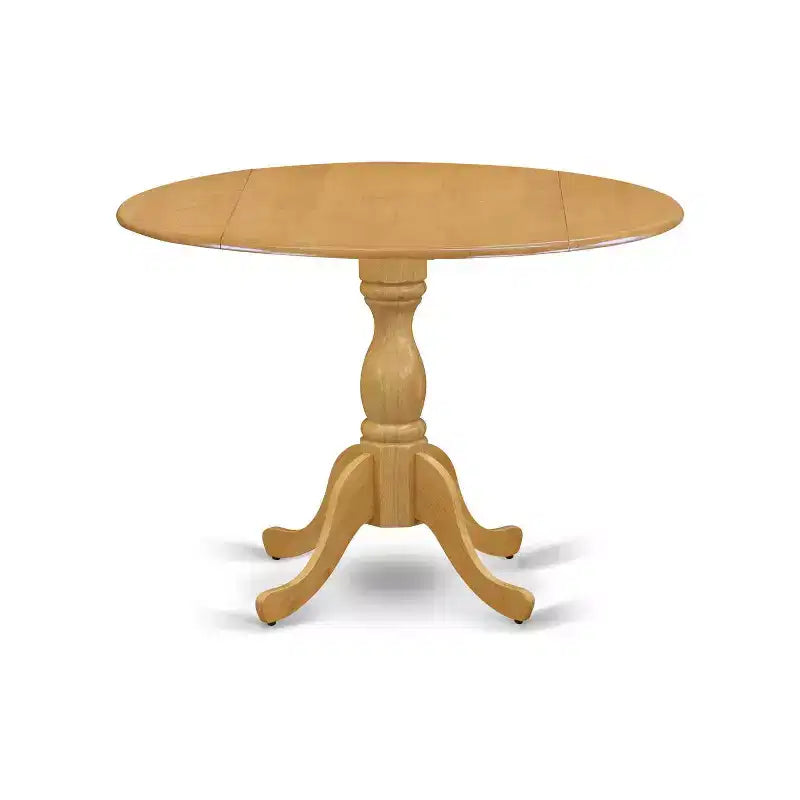 Set da pranzo HomeStock da 5 pezzi con finitura rovere naturale, piano in legno massello e 4 sedie con schienale a doghe