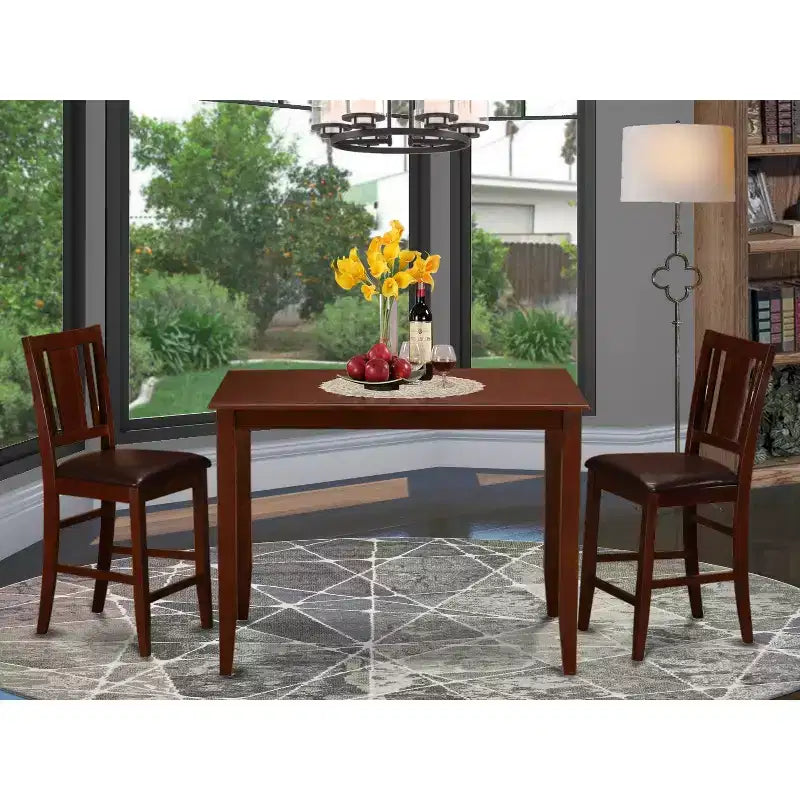 Set da tavolo con sedie ad altezza bancone - moderno set da pranzo da pub - finitura mogano - set da 5 pezzi