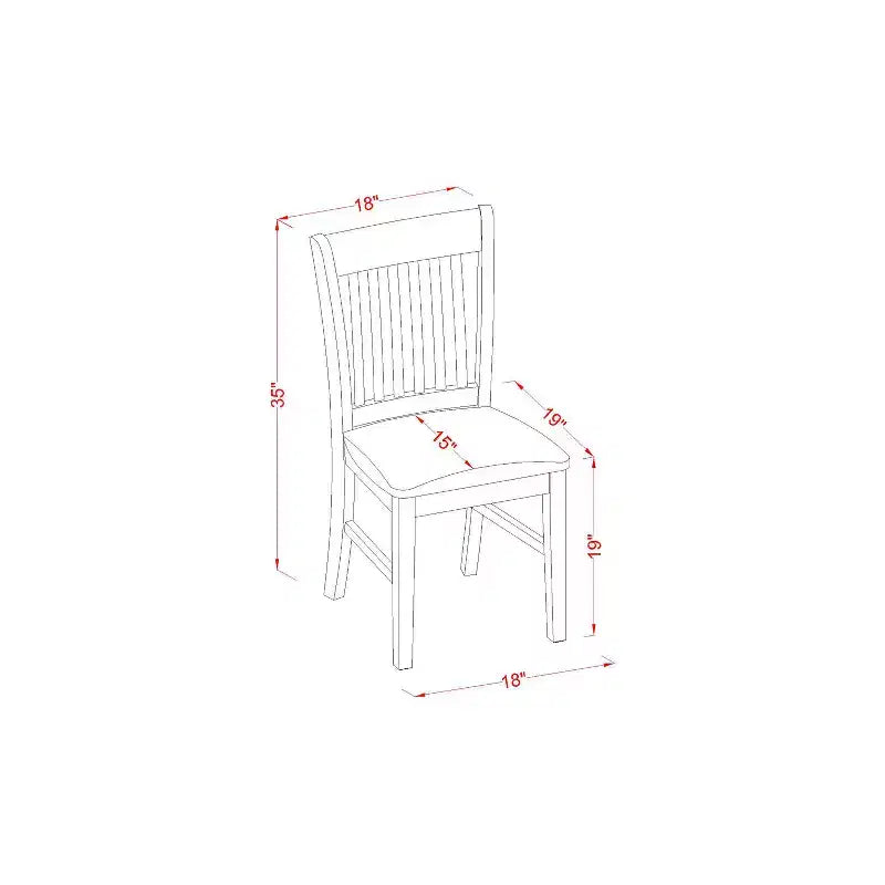 5-delige dinetteset - eigentijdse eettafel en 4 stoelen - mahonieafwerking van 36x60 inch