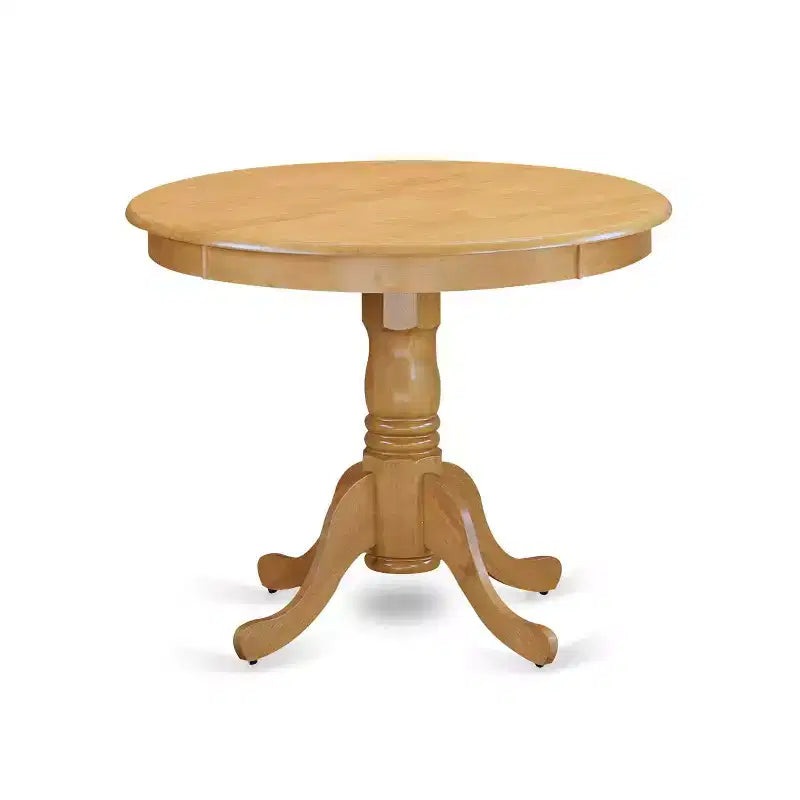 Farmhouse Round Dining Set - 5Pc Table & Chairs, 36 Table, Oak Legs, PU Leather, Autumn Green