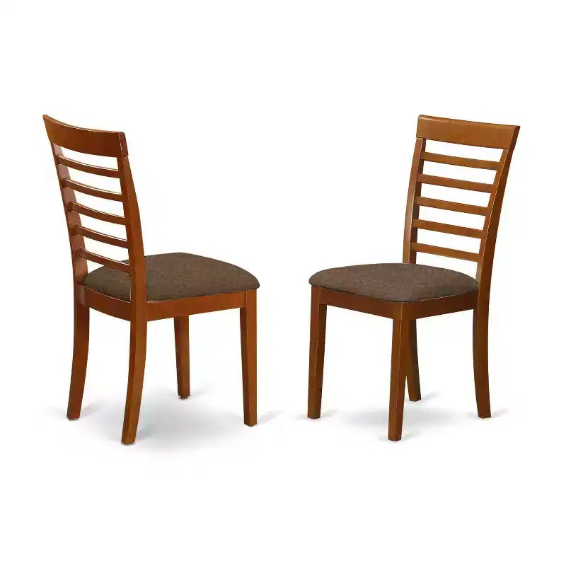 Tavolo da pranzo ovale in 7 pezzi, finitura marrone sella, piano in legno massello con 6 sedie