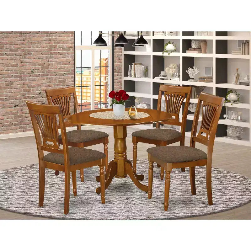 Set da pranzo barocco - Tavolo e 4 sedie - Set da cucina in legno duro - Finitura marrone sella