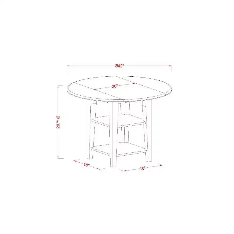 3-teiliges rundes Esszimmertisch-Set, Tisch 20-42 mit Klappplatten und 2 Stühlen - Küche und Esszimmer
