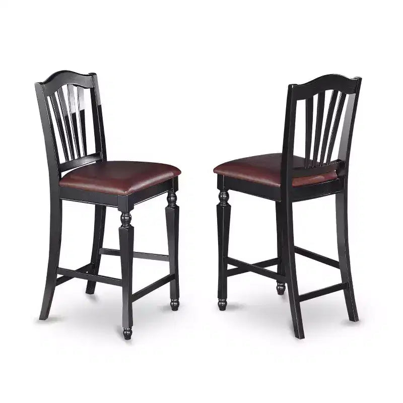 Esszimmer-Set in Thekenhöhe - 3-teiliges Tisch- und Stuhl-Set - modernes Küchen-Pub-Set - 36x36 Inch - Schwarz und Kirschholz
