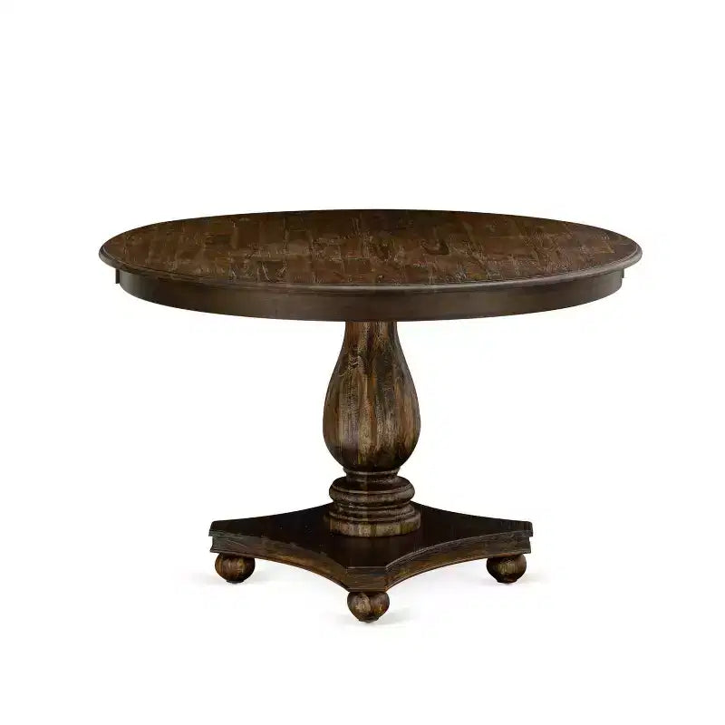 HomeStock Tavolo da pranzo in legno massello con finitura Jacobean anticato e 6 sedie, 7 pezzi