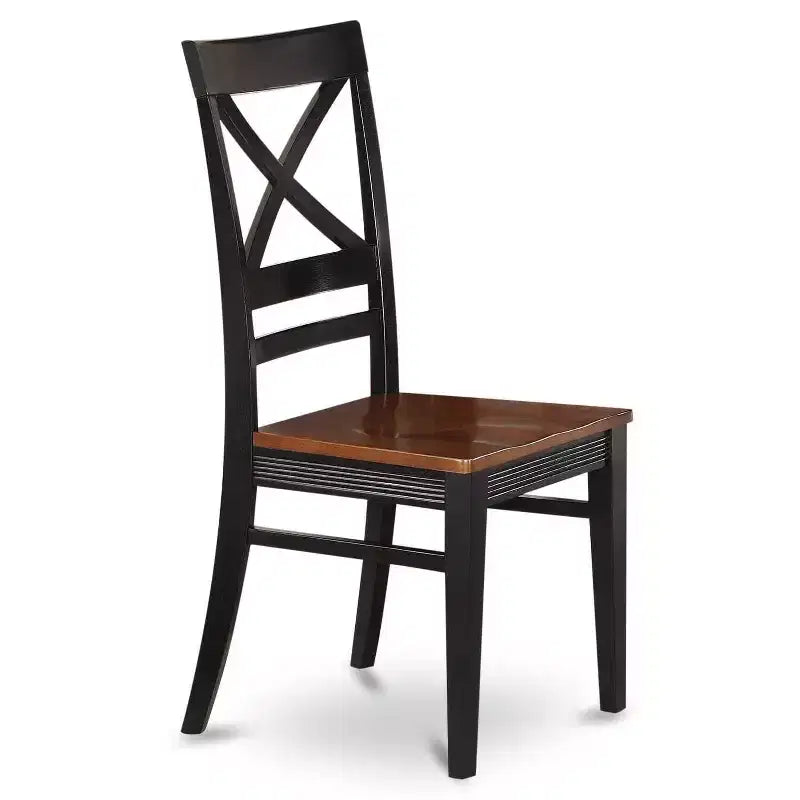 HomeStock rechthoekige eetkamertafelset van 7 delen met zwarte en kersenkleurige afwerking, massief houten blad en 6 stoelen