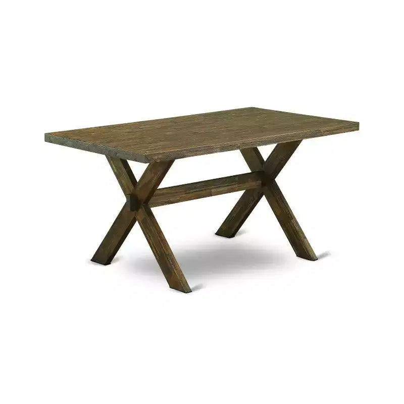 HomeStock Essgruppe, 5-teilig, rechteckig, Used-Jacobean-Finish, Tischplatte aus Massivholz mit 4 gepolsterten Stühlen