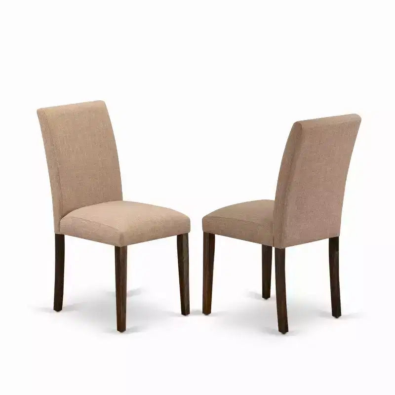 HomeStock Essgruppe, 5-teilig, rechteckig, Used-Jacobean-Finish, Tischplatte aus Massivholz mit 4 gepolsterten Stühlen