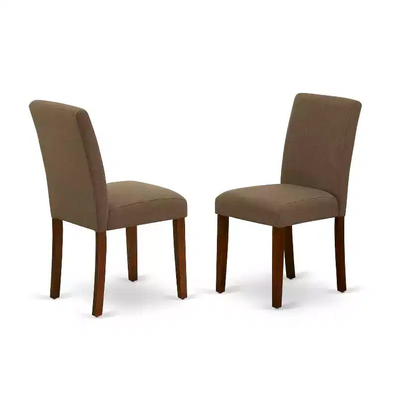 Rundes Esszimmer-Set, 5-teilig - Küchentisch und Stühle - modernes Esszimmer-Set - kaffeefarbener Leinenstoff - elegantes Design