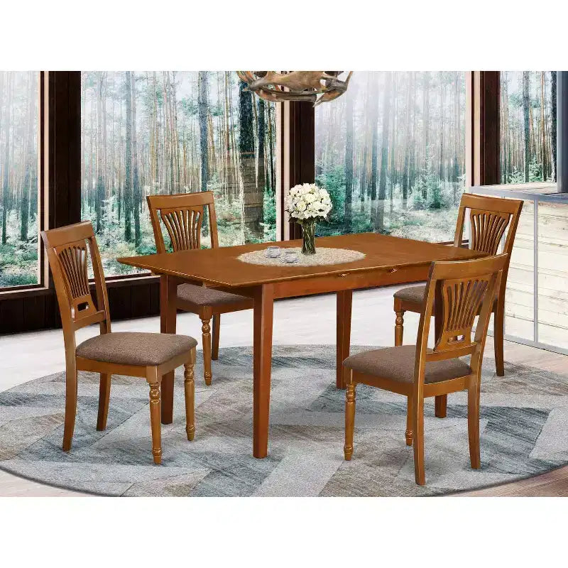 Set da cucina da 5 pezzi - tavolo da pranzo rettangolare con 4 sedie - finitura marrone sella