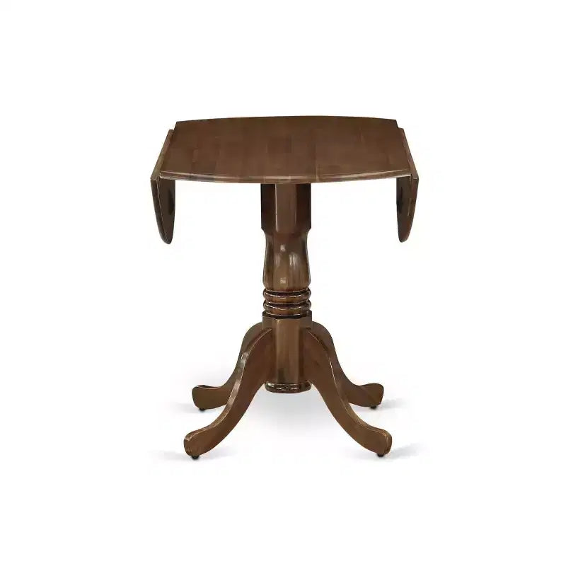 Set da cucina da 5 pezzi - tavolo rotondo con piano a ribalta e 4 sedie - finitura moderna color noce