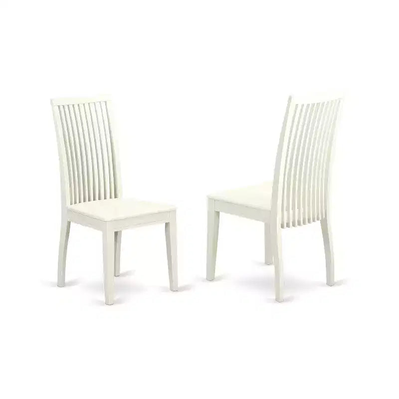 Set da cucina in 3 pezzi con tavolo da pranzo rotondo e sedie, bianco lino, HomeStock