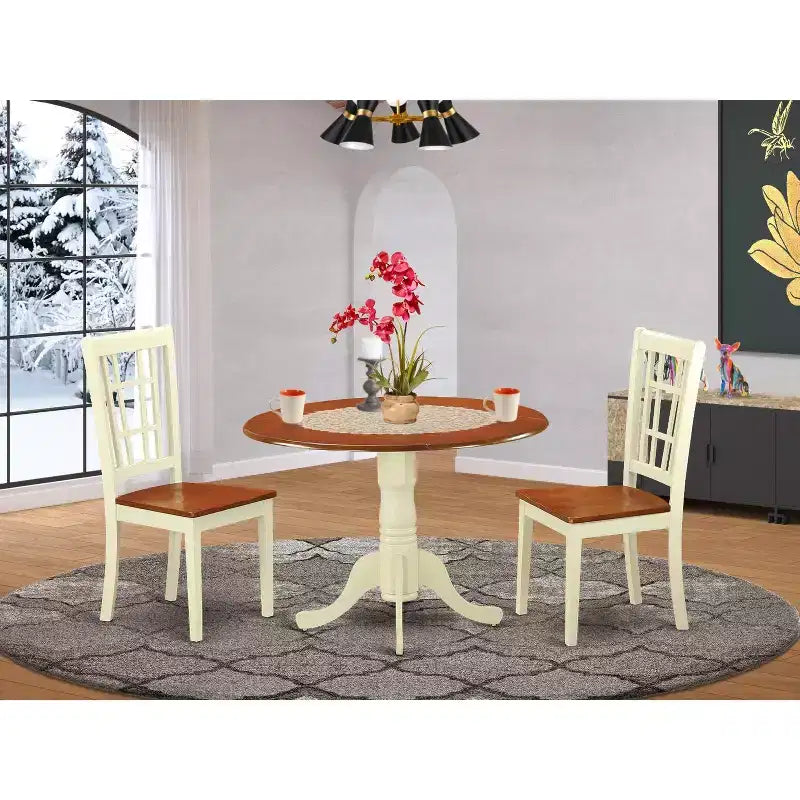 Retro Dining Table Set - 2 Wood Chairs - Kitchen Table for Small Spaces - Revival
