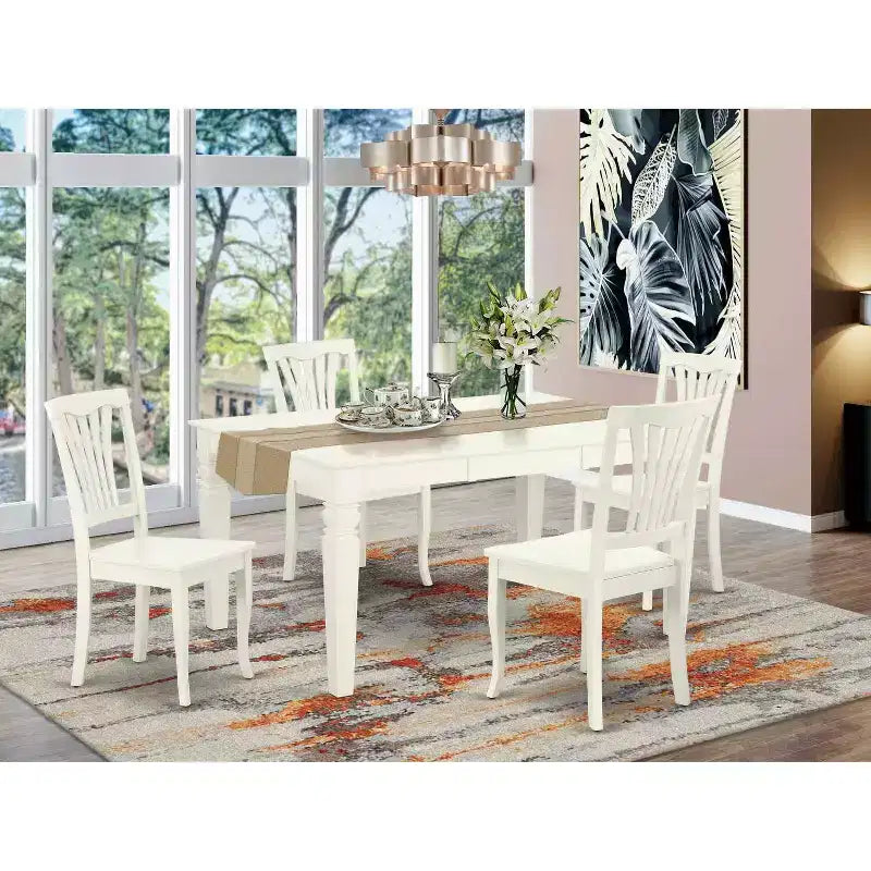 Mittelalterliches Esszimmerset, 5-teilig, mit rechteckigem Tisch und Stühlen - 42/60-Zoll-Tisch mit Einlegeplatte
