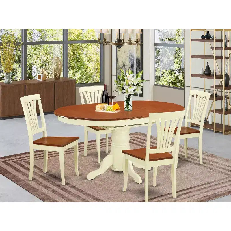 Küchentisch-Set für 4 Personen - 5-teiliges Esszimmer-Set mit Butterfly-Einlegeplatte und Stühlen