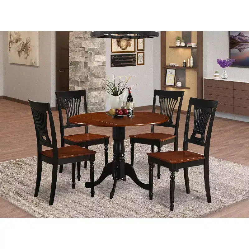Runde Essgruppe - Tisch und 4 Stühle, 42 Zoll, Design im Barockstil, Küchen-Essgruppe, eleganter Esstisch